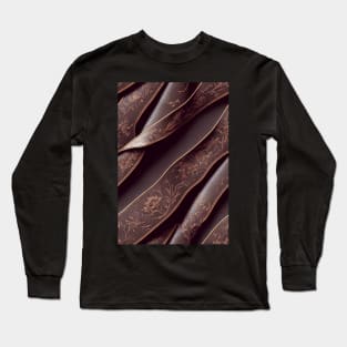 Dark Brown Ornamental Leather Stripes, natural and ecological leather print #55 Long Sleeve T-Shirt